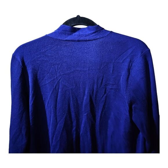 EILEEN FISHER Blue Open Front Merino Wool Long Cardigan Sweater - Size Medium - Picture 4 of 7